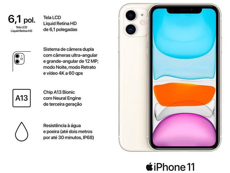 iPhone 11 Apple 128GB Branco 6,1” 12MP iO - iPhone - Magazine Luiza